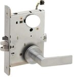 Schlage L9092LELEU 01A RX Electrically Unlocking or Locking Outside Cylinder and Outside Lever Mortise Lock with 01 Lever and A Rose Less Standard Cylinder with RX Switch