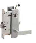 Schlage L9092BELEU 01N RX Electrically Unlocking or Locking Outside Cylinder and Outside Lever Mortise Lock with 01 Lever and N Escutcheon without Small Format Interchangeable Core & RX Switch