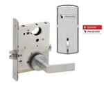 Schlage L9040 01A ISLOC Bath/Bedroom Privacy Mortise Lock with 01 Lever and A Rose with Inside Locked/Unlocked Indicator