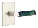 Emtek L-Square Green Marble 5052 Select Brass Full Dummy Leverset with Modern Rectangular Rosette product