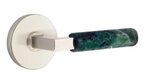 Emtek L-Square Green Marble 5209 Select Brass Privacy Leverset with Disk Rosette for Right Handed Doors product
