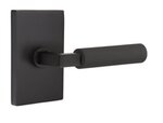 Emtek L-Square Straight Knurled 5212 Select Brass Privacy Leverset with Modern Rectangular Rosette for Left Handed Doors product
