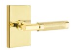 Emtek T-Bar Knurled 5212 Select Brass Privacy Leverset with Modern Rectangular Rosette for Right Handed Doors product