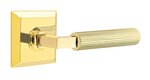 Emtek L-Square Straight Knurled 8131 Select Brass Passage Leverset with Quincy Rosette for Right Handed Doors product