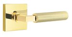 Emtek L-Square Straight Knurled 5050 SD Select Brass Single Dummy Lever with Square Rosette for Right Handed Doors product