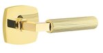 Emtek L-Square Straight Knurled 5326 Select Brass Privacy Leverset with Urban Modern Rosette for Left Handed Doors product