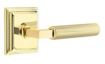 Emtek L-Square Straight Knurled 8561 Select Brass Full Dummy Leverset with Wilshire Rosette product