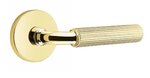 Emtek R-Bar Straight Knurled 5209 Select Brass Privacy Leverset with Disk Rosette for Right Handed Doors product