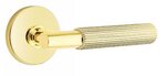 Emtek T-Bar Straight Knurled 5109 Select Brass Passage Leverset with Disk Rosette for Left Handed Doors product
