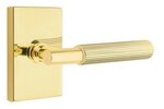 Emtek T-Bar Straight Knurled 5052 Select Brass Full Dummy Leverset with Modern Rectangular Rosette product