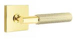 Emtek T-Bar Straight Knurled 5210 Select Brass Privacy Leverset with Square Rosette for Left Handed Doors product