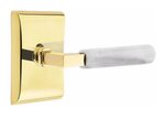 Emtek L-Square White Marble 5051 SD Select Brass Single Dummy Lever with Neos Rosette for Right Handed Doors product