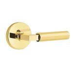 Emtek L-Square Faceted 5109 Select Brass Passage Leverset with Disk Rosette for Left Handed Doors product