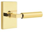 Emtek L-Square Faceted 5212 Select Brass Privacy Leverset with Modern Rectangular Rosette for Left Handed Doors product