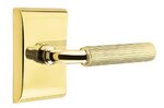 Emtek R-Bar Straight Knurled 5211 Select Brass Privacy Leverset with Neos Rosette for Right Handed Doors product