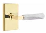 Emtek L-Square White Marble 5052 SD Select Brass Single Dummy Lever with Modern Rectangular Rosette for Left Handed Doors product