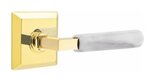 Emtek L-Square White Marble 8531 SD Select Brass Single Dummy Lever with Quincy Rosette for Right Handed Doors product
