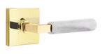 Emtek L-Square White Marble 5050 SD Select Brass Single Dummy Lever with Square Rosette for Right Handed Doors product