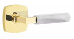 Emtek L-Square White Marble 5306 SD Select Brass Single Dummy Lever with Urban Modern Rosette for Left Handed Doors product