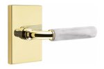 Emtek R-Bar White Marble 5112 Select Brass Passage Leverset with Modern Rectangular Rosette for Right Handed Doors product