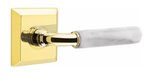 Emtek R-Bar White Marble 8131 Select Brass Passage Leverset with Quincy Rosette for Right Handed Doors product