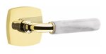 Emtek R-Bar White Marble 5316 Select Brass Passage Leverset with Urban Modern Rosette for Right Handed Doors product