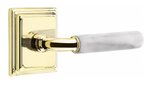 Emtek R-Bar White Marble 8161 Select Brass Passage Leverset with Wilshire Rosette for Right Handed Doors product