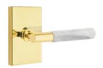 Emtek T-Bar White Marble 5052 SD Select Brass Single Dummy Lever with Modern Rectangular Rosette for Left Handed Doors product
