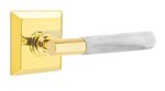 Emtek T-Bar White Marble 8231 Select Brass Privacy Leverset with Quincy Rosette for Left Handed Doors product