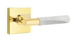 Emtek T-Bar White Marble 5110 Select Brass Passage Leverset with Square Rosette for Left Handed Doors product