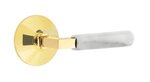 Emtek L-Square White Marble 5057 SD Select Brass Single Dummy Lever with Modern Rosette for Right Handed Doors product