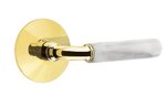 Emtek R-Bar White Marble 5107 Select Brass Passage Leverset with Modern Rosette for Left Handed Doors