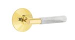 Emtek T-Bar White Marble 5057 SD Select Brass Single Dummy Lever with Modern Rosette for Left Handed Doors product