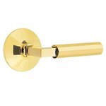 Emtek L-Square Faceted 5207 Select Brass Privacy Leverset with Modern Rosette for Right Handed Doors product