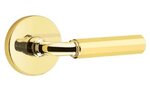 Emtek R-Bar Faceted 5209 Select Brass Privacy Leverset with Disk Rosette for Left Handed Doors product