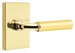 Emtek R-Bar Faceted 5212 Select Brass Privacy Leverset with Modern Rectangular Rosette for Left Handed Doors product