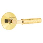 Emtek L-Square Hammered 5057 Select Brass Full Dummy Leverset with Modern Rosette product