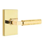 Emtek L-Square Hammered 5052 SD Select Brass Single Dummy Lever with Modern Rectangular Rosette for Left Handed Doors product