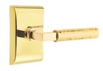 Emtek L-Square Hammered 5211 Select Brass Privacy Leverset with Neos Rosette for Right Handed Doors product