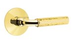 Emtek R-Bar Hammered 5107 Select Brass Passage Leverset with Modern Rosette for Right Handed Doors product