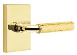 Emtek R-Bar Hammered 5112 Select Brass Passage Leverset with Modern Rectangular Rosette for Left Handed Doors product