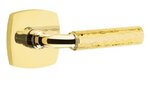 Emtek R-Bar Hammered 5316 Select Brass Passage Leverset with Urban Modern Rosette for Right Handed Doors product
