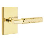 Emtek T-Bar Hammered 5052 Select Brass Full Dummy Leverset with Modern Rectangular Rosette product