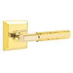 Emtek T-Bar Hammered 8231 Select Brass Privacy Leverset with Quincy Rosette for Right Handed Doors product