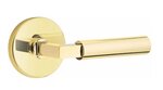 Emtek L-Square Smooth 5059 Select Brass Full Dummy Leverset with Disk Rosette product