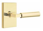 Emtek L-Square Smooth 5212 Select Brass Privacy Leverset with Modern Rectangular Rosette for Right Handed Doors product