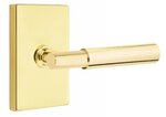 Emtek T-Bar Smooth 5052 Select Brass Full Dummy Leverset with Modern Rectangular Rosette product