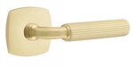 Emtek R-Bar Straight Knurled 5326 Select Brass Privacy Leverset with Urban Modern Rosette for Right Handed Doors product