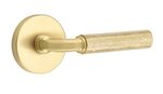 Emtek R-Bar Hammered 5209 Select Brass Privacy Leverset with Disk Rosette for Left Handed Doors product