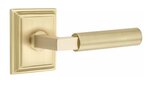 Emtek L-Square Smooth 8261 Select Brass Privacy Leverset with Wilshire Rosette for Right Handed Doors product